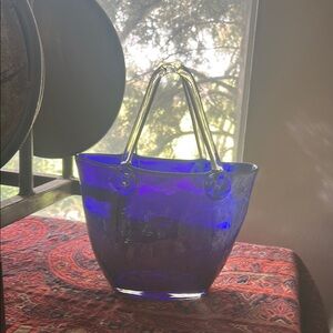 Blue Glass Handbag Vase